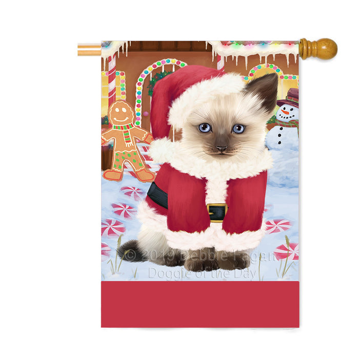 Personalized Gingerbread Candyfest Siamese Cat Custom House Flag FLG63967