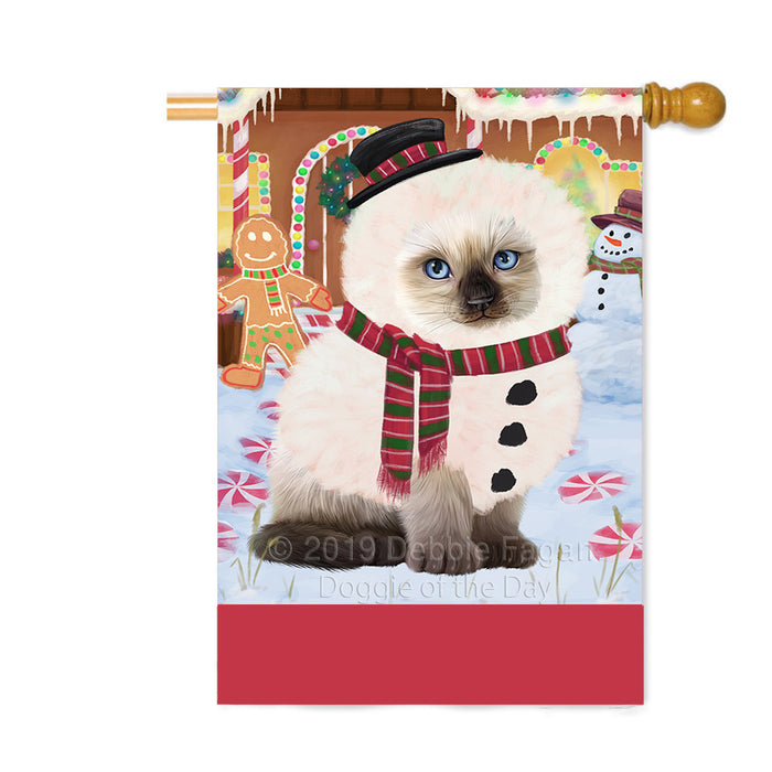 Personalized Gingerbread Candyfest Siamese Cat Custom House Flag FLG63968
