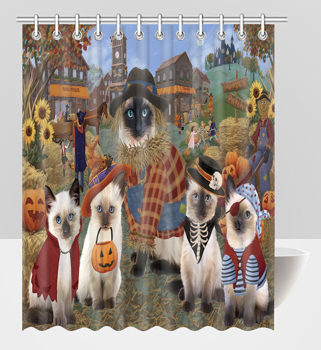 Halloween 'Round Town Siamese Cats Shower Curtain