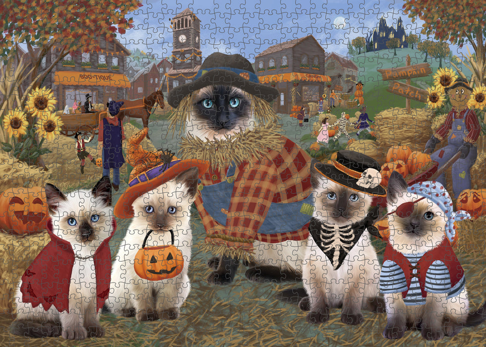 Halloween 'Round Town Siamese Cats Puzzle with Photo Tin PUZL98788