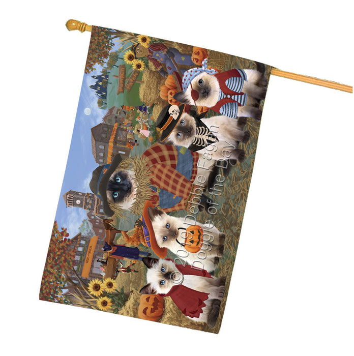 Halloween 'Round Town Siamese Cats House Flag FLG65917