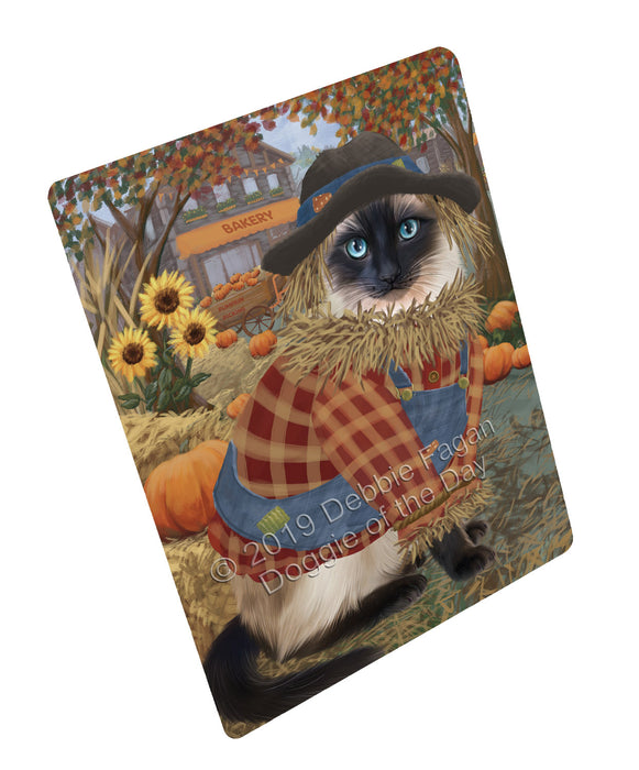 Fall Pumpkin Scarecrow Siamese Cats Cutting Board - For Kitchen - Scratch & Stain Resistant - Designed To Stay In Place - Easy To Clean By Hand - Perfect for Chopping Meats, Vegetables