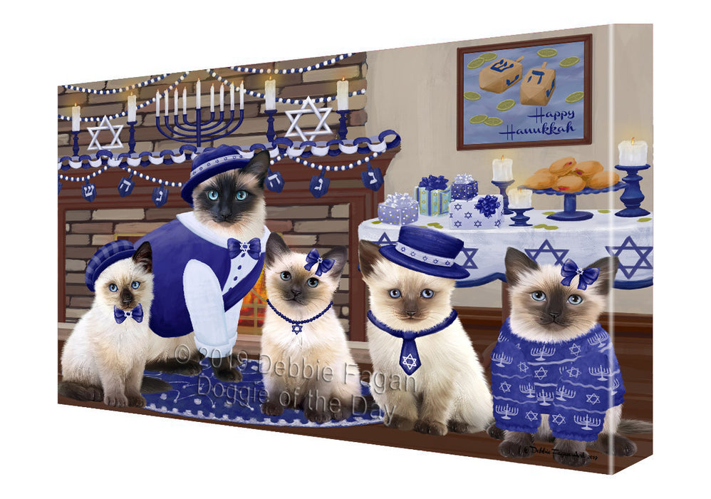 Happy Hanukkah Family Siamese Cats Canvas Print Wall Art Décor CVS144278