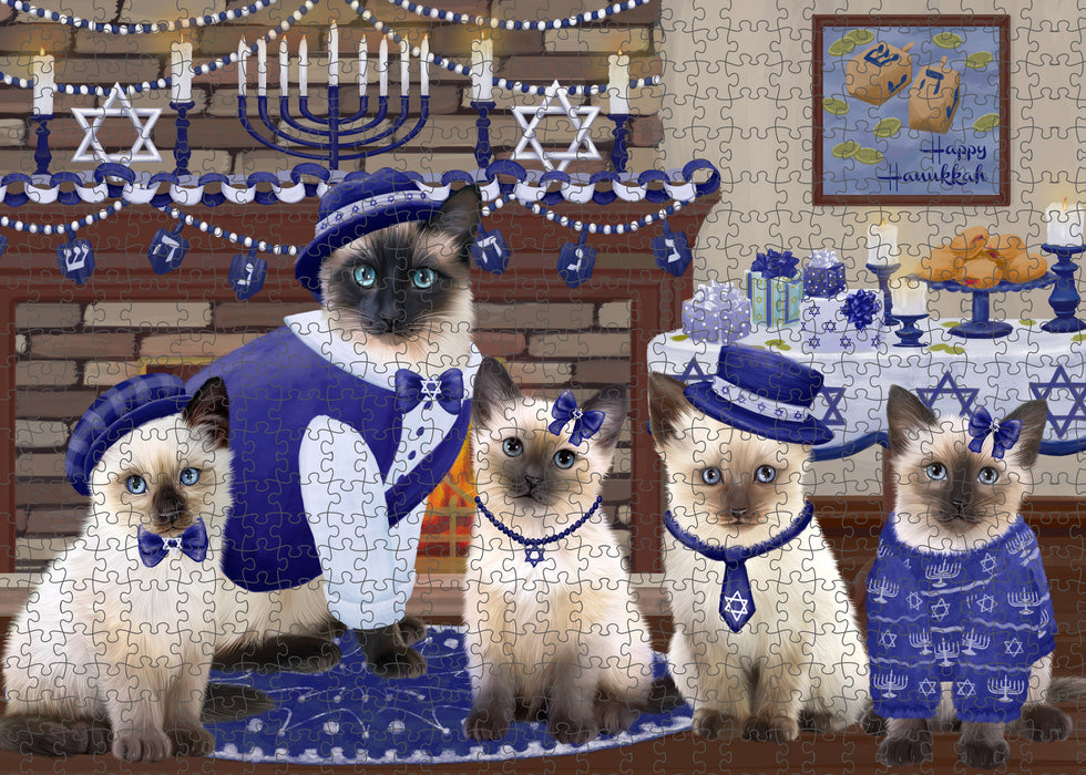 Happy Hanukkah Family Siamese Cats Puzzle with Photo Tin PUZL98908