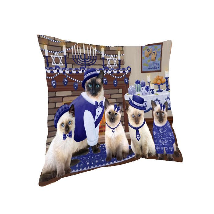 Happy Hanukkah Family Siamese Cats Pillow PIL85292