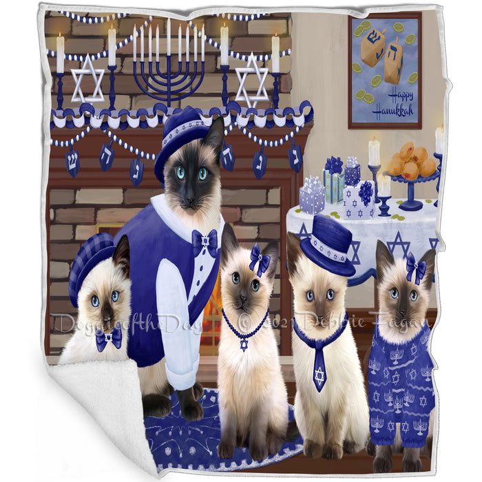 Happy Hanukkah Siamese Cats Blanket BLNKT144049