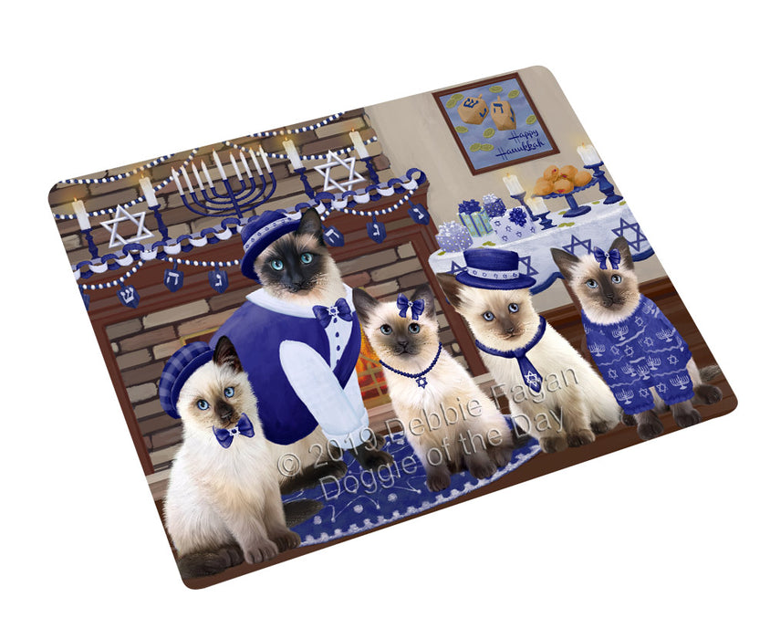 Happy Hanukkah Family Siamese Cats Cutting Board - For Kitchen - Scratch & Stain Resistant - Designed To Stay In Place - Easy To Clean By Hand - Perfect for Chopping Meats, Vegetables