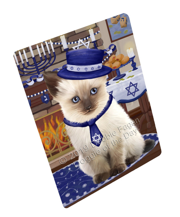 Happy Hanukkah Siamese Cat Cutting Board - For Kitchen - Scratch & Stain Resistant - Designed To Stay In Place - Easy To Clean By Hand - Perfect for Chopping Meats, Vegetables