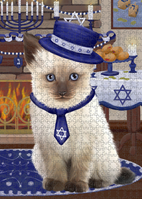 Happy Hanukkah Siamese Cat Puzzle with Photo Tin PUZ99152