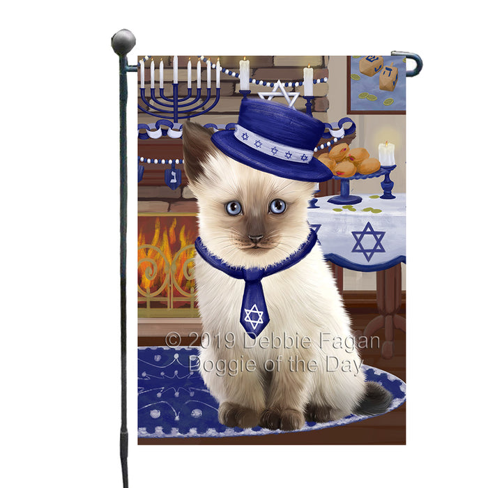 Happy Hanukkah Siamese Cat Garden Flag GFLG65840