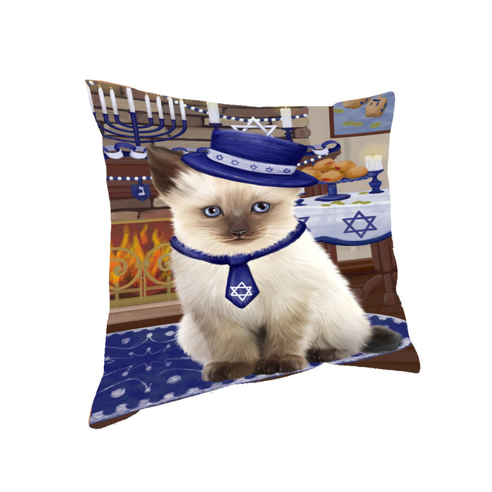 Happy Hanukkah Siamese Cat Pillow PIL85536