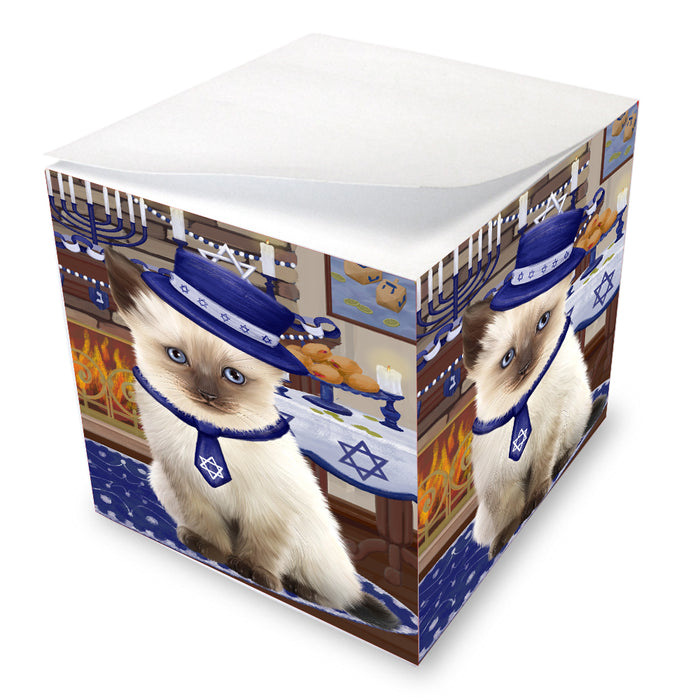 Happy Hanukkah Family Siamese Cats Note Cube NOC-DOTD-A57654