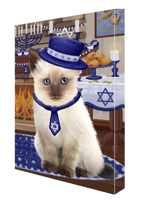 Happy Hanukkah Siamese Cat Canvas Print Wall Art Décor CVS144827