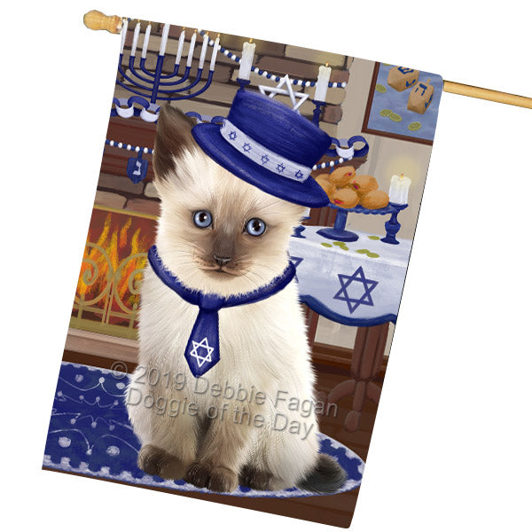 Happy Hanukkah Siamese Cat House Flag FLG66008