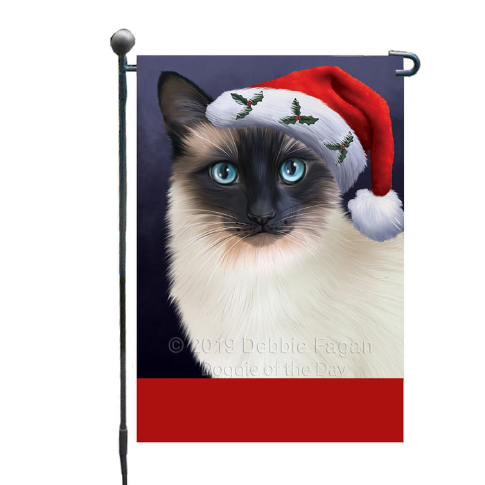 Personalized Christmas Holidays Siamese Cat Wearing Santa Hat Portrait Head Custom Garden Flags GFLG-DOTD-A59860