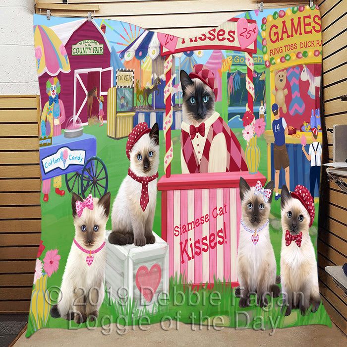 Carnival Kissing Booth Siamese Cats Quilt
