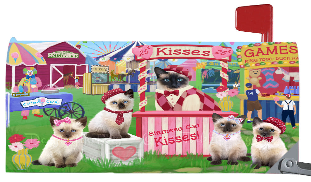 Carnival Kissing Booth Siamese Cats Magnetic Mailbox Cover Both Sides Pet Theme Printed Decorative Letter Box Wrap Case Postbox Thick Magnetic Vinyl Material