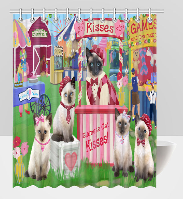 Carnival Kissing Booth Siamese Cats Shower Curtain