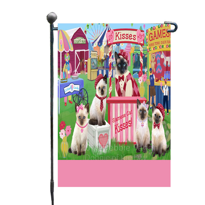 Personalized Carnival Kissing Booth Siamese Cats Custom Garden Flag GFLG64318