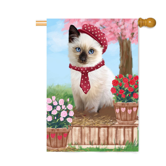 Personalized Rosie 25 Cent Kisses Siamese Cat Custom House Flag FLG64948