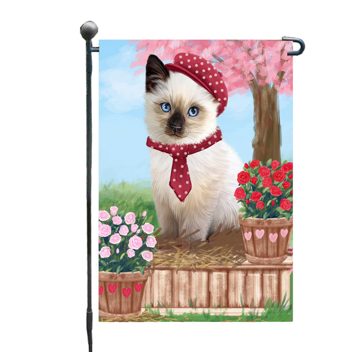 Personalized Rosie 25 Cent Kisses Siamese Cat Custom Garden Flag GFLG64800