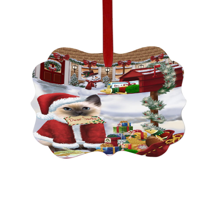 Siamese Cat Dear Santa Letter Christmas Holiday Mailbox Double-Sided Photo Benelux Christmas Ornament LOR49083