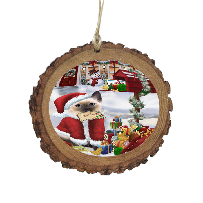 Siamese Cat Dear Santa Letter Christmas Holiday Mailbox Wooden Christmas Ornament WOR49083