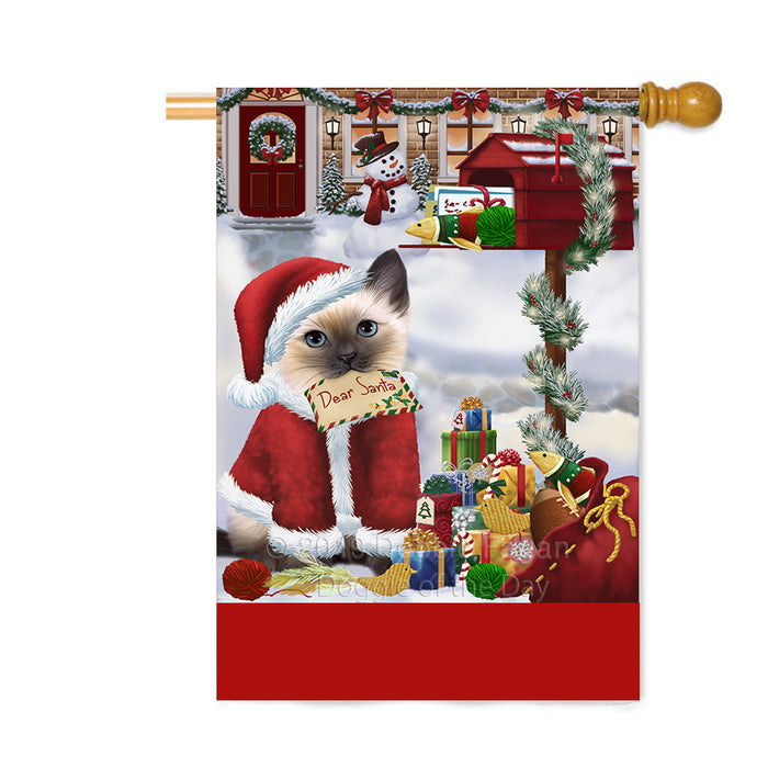 Personalized Happy Holidays Mailbox Siamese Cat Christmas Custom House Flag FLG-DOTD-A60027