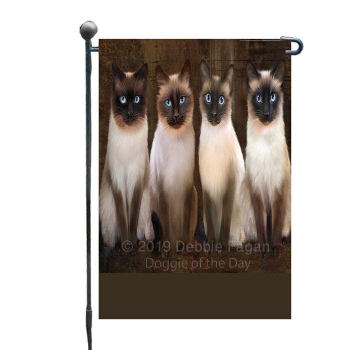 Personalized Rustic 4 Siamese Cats Custom Garden Flag GFLG63356