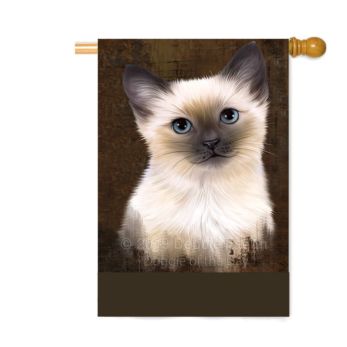 Personalized Rustic Siamese Cat Custom House Flag FLG64715