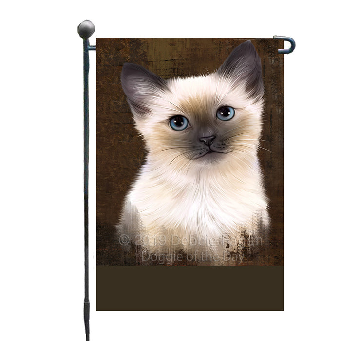 Personalized Rustic Siamese Cat Custom Garden Flag GFLG63638