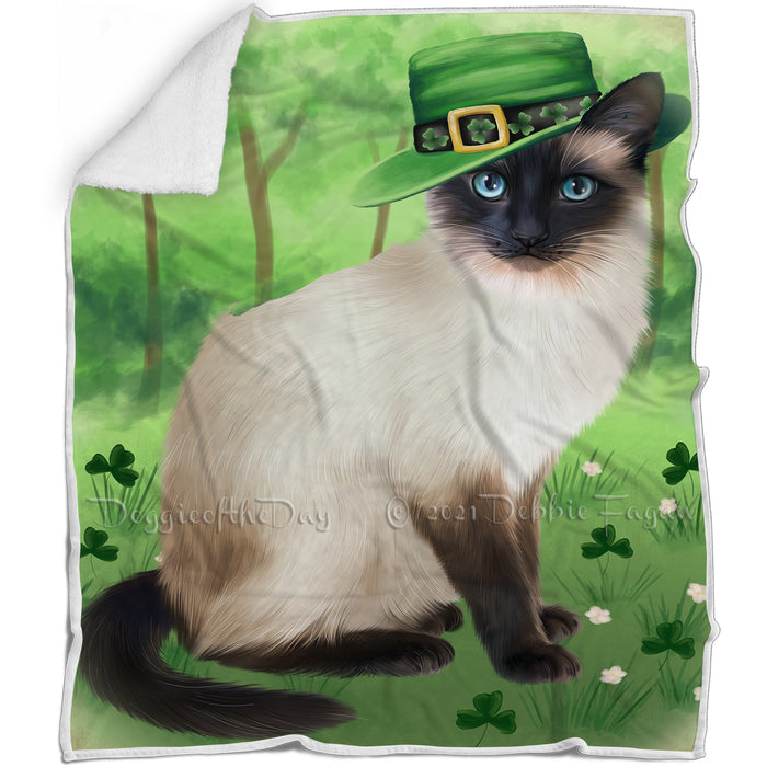 St. Patricks Day Irish Portrait Siamese Cat Blanket BLNKT132969