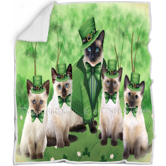 St. Patricks Day Irish Portrait Siamese Cats Blanket BLNKT132978