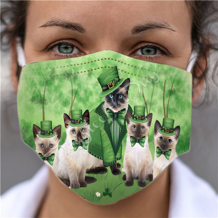 St. Patricks Day Irish Siamese Cats Face Mask FM50189