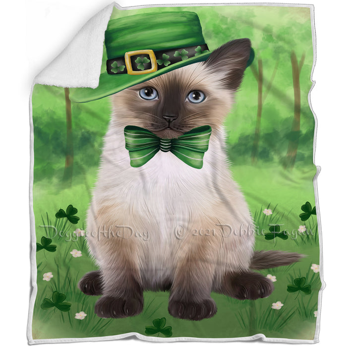 St. Patricks Day Irish Portrait Siamese Cat Blanket BLNKT132987