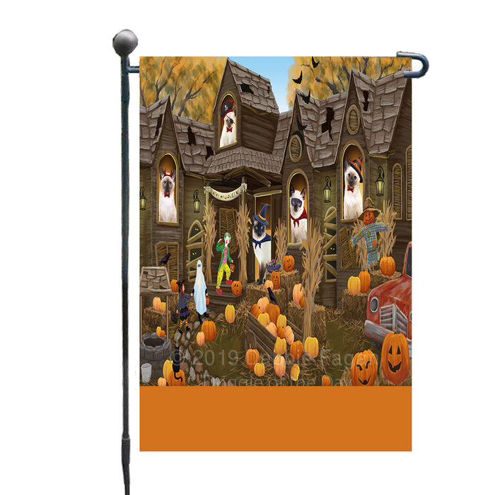 Personalized Haunted House Trick or Treat Halloween Siamese Cats Custom Garden Flags GFLG-DOTD-A59733