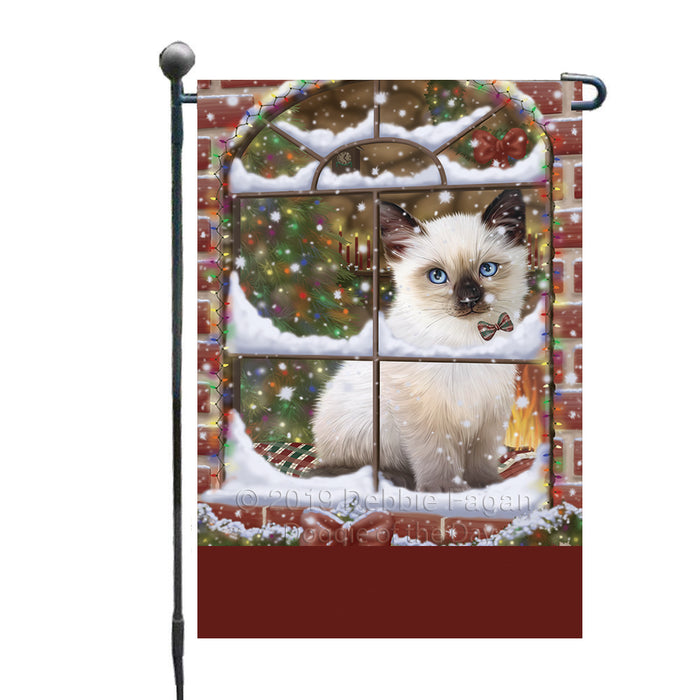 Personalized Please Come Home For Christmas Siamese Cat Sitting In Window Custom Garden Flags GFLG-DOTD-A60204