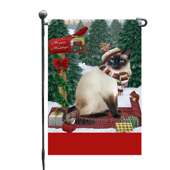 Personalized Merry Christmas Woodland Sled  Siamese Cat Custom Garden Flags GFLG-DOTD-A61696