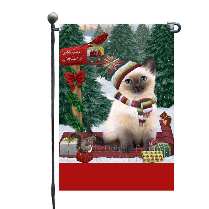 Personalized Merry Christmas Woodland Sled  Siamese Cat Custom Garden Flags GFLG-DOTD-A61697
