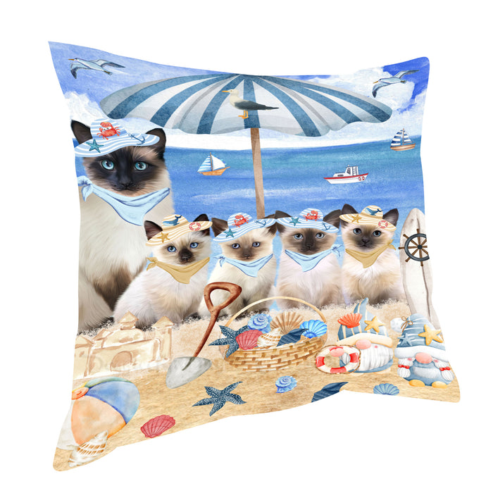 Siamese Cats Throw Pillow, Explore a Variety of Custom Designs, Personalized, Cushion for Sofa Couch Bed Pillows, Pet Gift for Cat Lovers