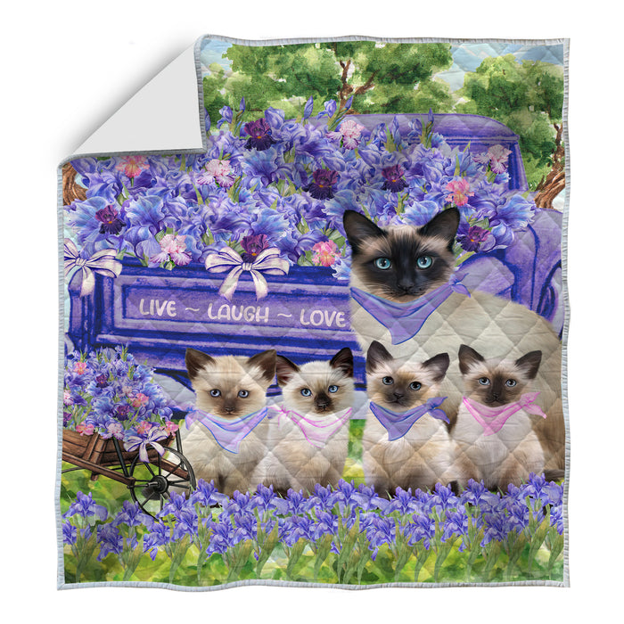 Siamese Bedspread Quilt, Bedding Coverlet Quilted, Explore a Variety of Designs, Personalized, Custom, Cat Gift for Pet Lovers