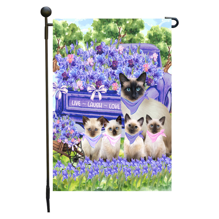 Siamese Cats Garden Flag for Cat and Pet Lovers, Explore a Variety of Designs, Custom, Personalized, Weather Resistant, Double-Sided, Outdoor Garden Yard Decoration