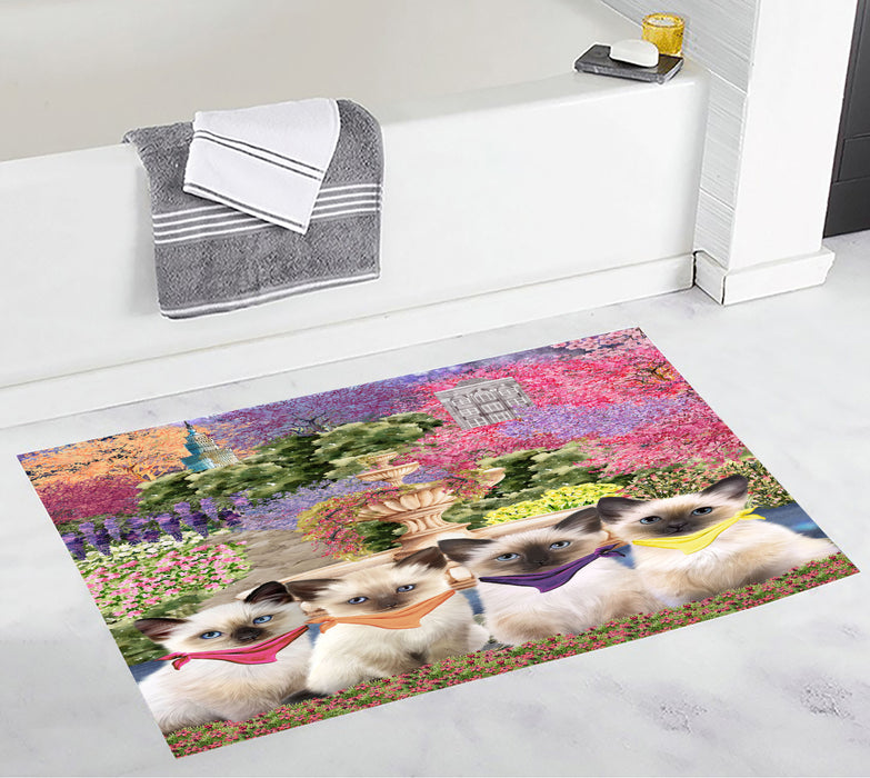 Siamese Blue Bath Mat: Non-Slip Bathroom Rug Mats, Custom, Explore a Variety of Designs, Personalized, Gift for Pet and Cat Lovers
