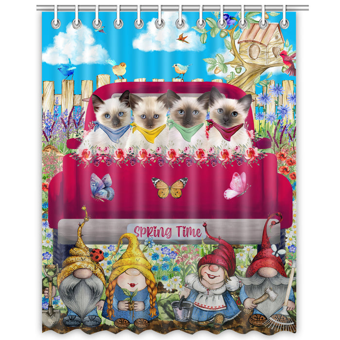 Siamese Shower Curtain, Explore a Variety of Custom Designs, Personalized, Waterproof Bathtub Curtains with Hooks for Bathroom, Gift for Cat and Pet Lovers