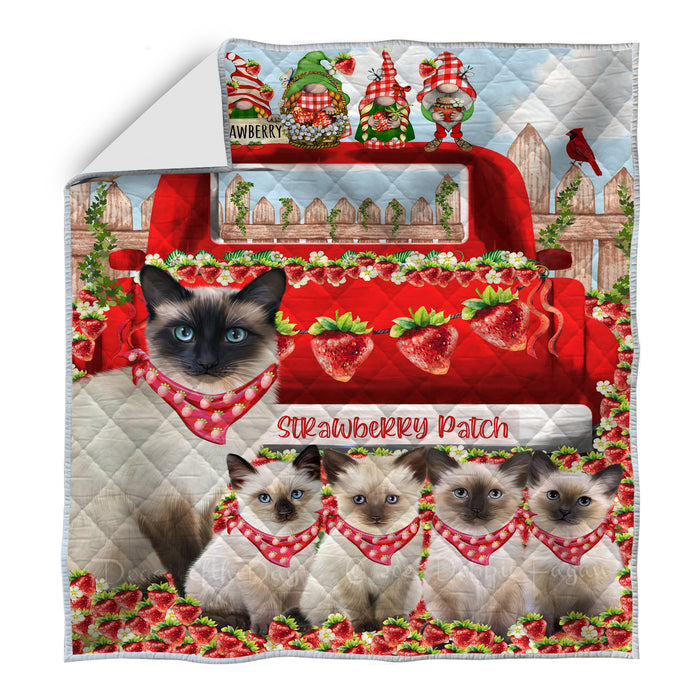 Siamese Bedspread Quilt, Bedding Coverlet Quilted, Explore a Variety of Designs, Personalized, Custom, Cat Gift for Pet Lovers