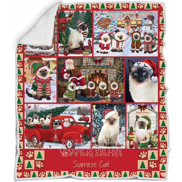 Love is Being Owned Christmas Siamese Cats Blanket BLNKT143501
