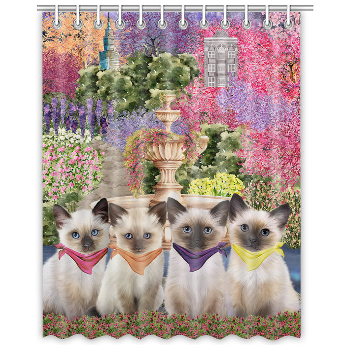 Siamese Shower Curtain: Explore a Variety of Designs, Halloween Bathtub Curtains for Bathroom with Hooks, Personalized, Custom, Gift for Pet and Cat Lovers