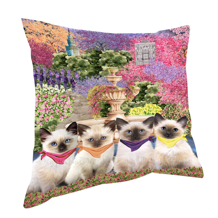 Siamese Cats Throw Pillow: Explore a Variety of Designs, Custom, Cushion Pillows for Sofa Couch Bed, Personalized, Cat Lover's Gifts