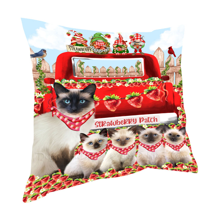 Siamese Cats  Pillow, Cushion Throw Pillows for Sofa Couch Bed, Explore a Variety of Designs, Custom, Personalized, Cat and Pet Lovers Gift