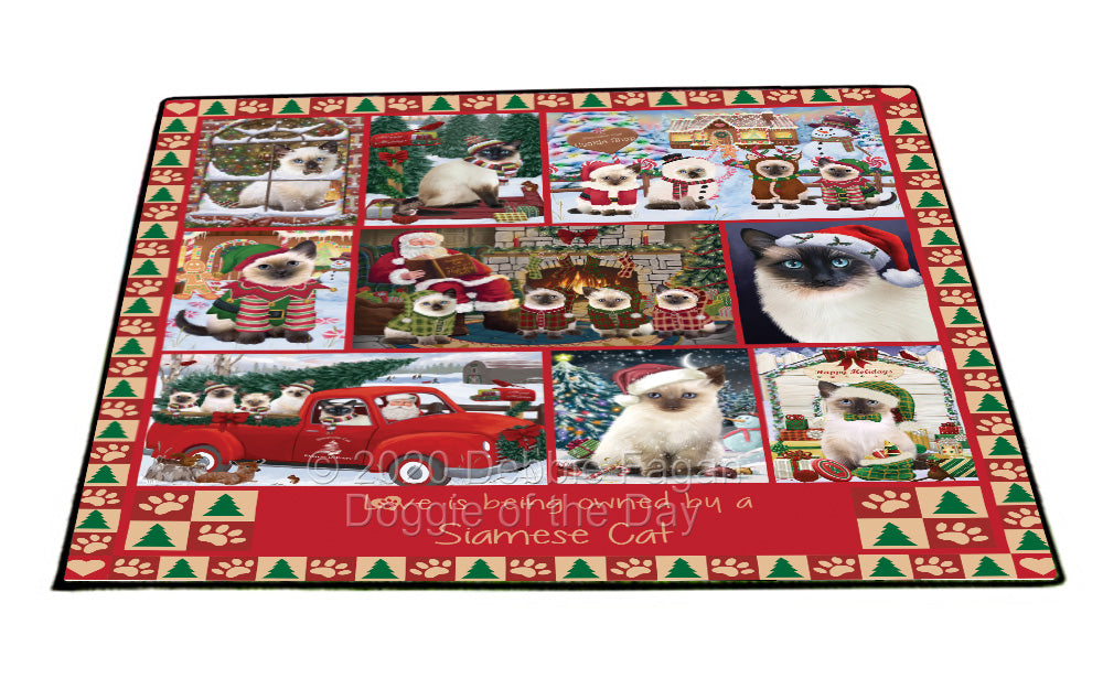 Love is Being Owned Christmas Siamese Cats Floormat FLMS54952